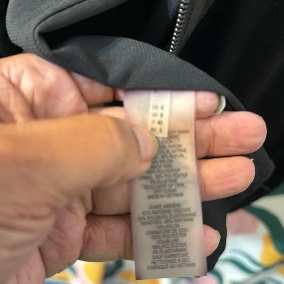 Elie Tahari black faux leather trim zip front short sleeved midi dress Size 4 - Picture 8 of 9